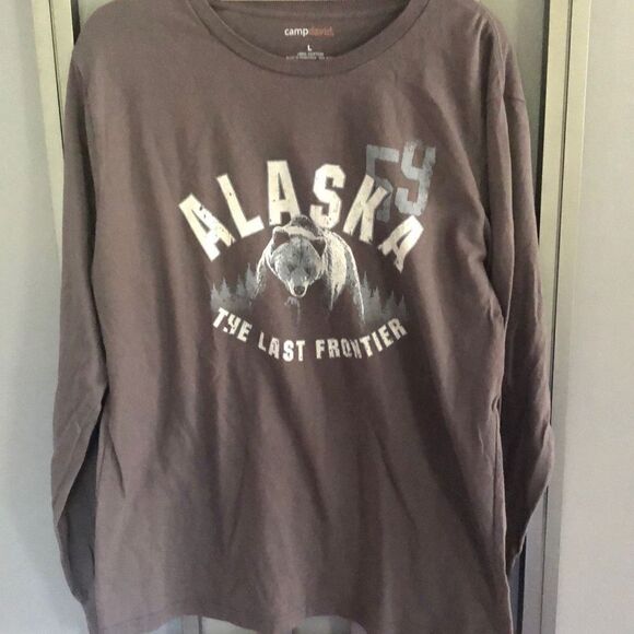 Camp David Alaska, the last frontier Gray grizzly Bear Long sleeve T-shirt, size - Picture 1 of 3